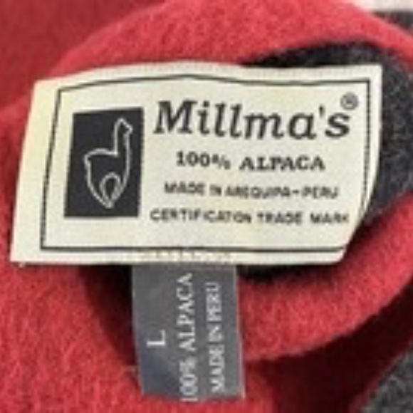 Millma’s Reversible Alpaca Jacket Size Large Red Gray Pockets Boxy Made In Peru - Picture 9 of 11